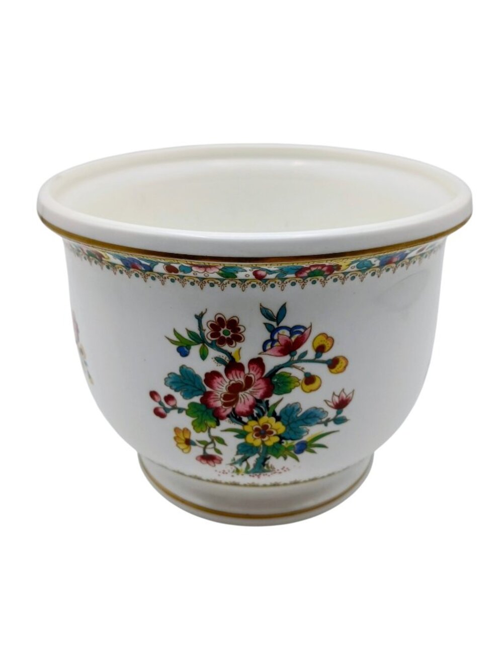 Coalport Ming Rose Cachepot Jardiniere Bone China Floral 4” England